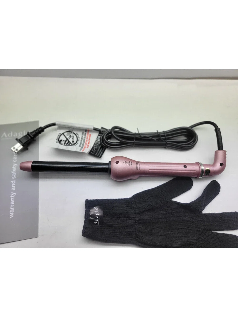 Adagio 19MM Clipless Curling Wand Tourmaline infused Ceramic Pink  **NWOB**